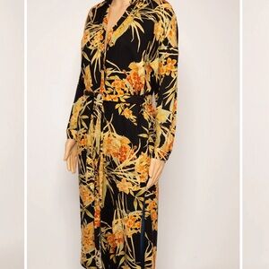 Floral Dress with button front and wrap tie